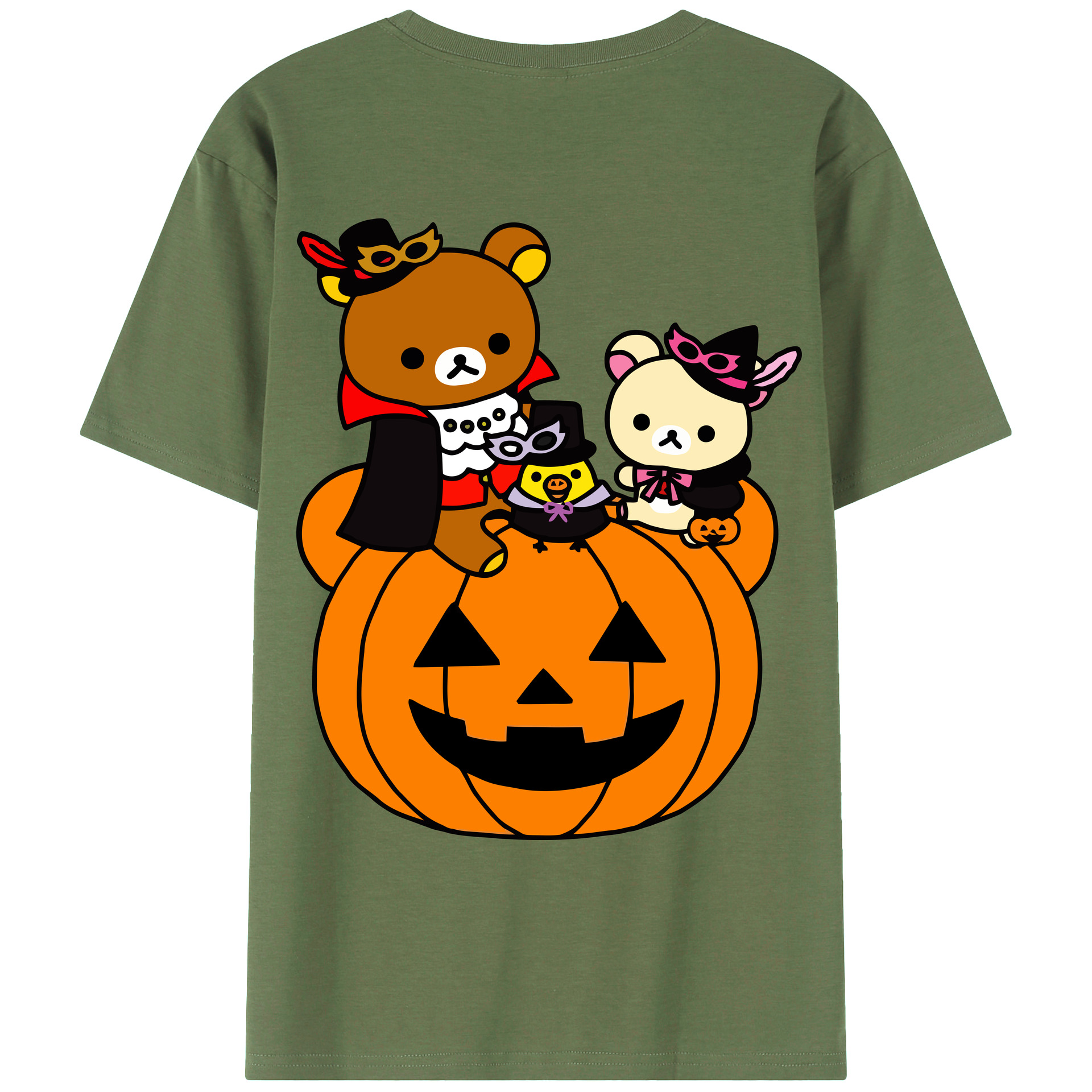 （画像用） リラックマ リラックマ キイロイトリ Rilakkuma Korilakkuma Kiiroitori 綿100％ メンズ半袖Tシャツ（バックプリント） 通気性